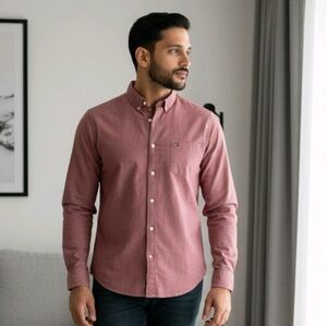 Tommy Hilfiger Long Sleeve Red Button Down Shirt Classic Fit Sz XL(ID50)